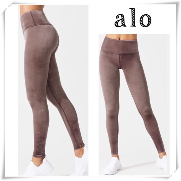 ALO Yoga Pants - Alo Yoga Posh Velvet High Rise Leggings Raisin